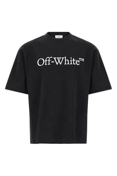 Off-white Black Oversized T-shirt With Contrasting Logo Lettering Print In Cotton Man