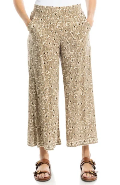 Max Studio Wide Leg Pull-on Crop Pants In Neutral