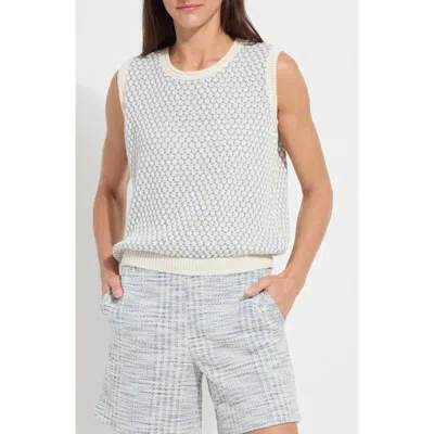 Lyssé Claire Textured Mesh Sweater Shell In Blue
