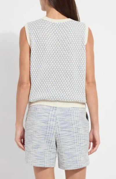 Lyssé Claire Textured Mesh Sweater Shell In Blue