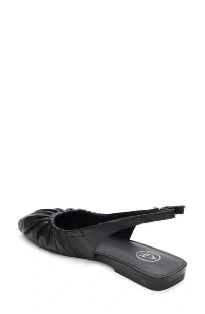 Ash Bibi Ruched Square Toe Slingback Flat In Black