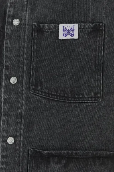 Needles Boxy Oversized Denim Jacket With Washed Black Finish In Black