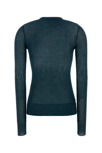 Victoria Beckham Teal Green Cotton Blend Cardigan In Green