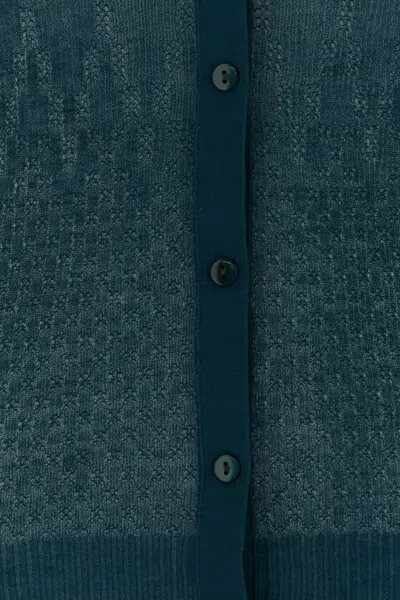 Victoria Beckham Teal Green Cotton Blend Cardigan In Green