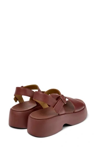Camper Tasha Ankle Strap Wedge Sandal In Burgundy