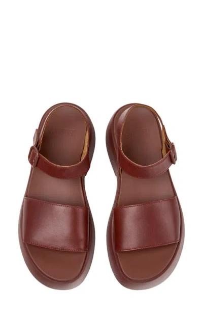 Camper Tasha Ankle Strap Wedge Sandal In Burgundy