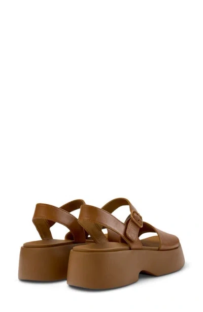 Camper Tasha Ankle Strap Wedge Sandal In Brown