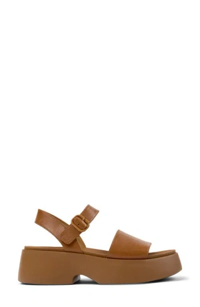 Camper Tasha Ankle Strap Wedge Sandal In Brown
