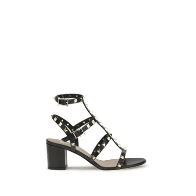 Valentino Garavani Valentino Rockstud Caged 60 Leather Ankle Strap Sandal In Black
