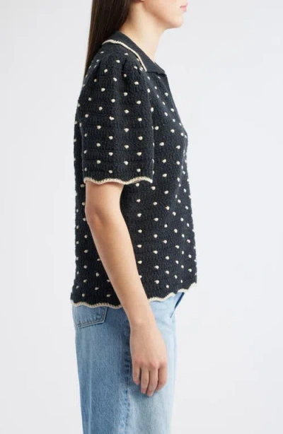 Wit & Wisdom Dot Collar Sweater In Black
