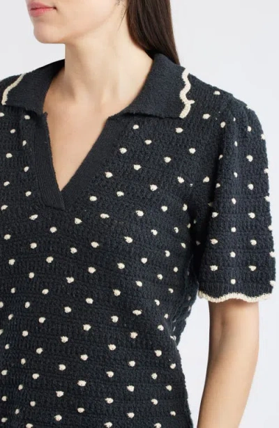 Wit & Wisdom Dot Collar Sweater In Black
