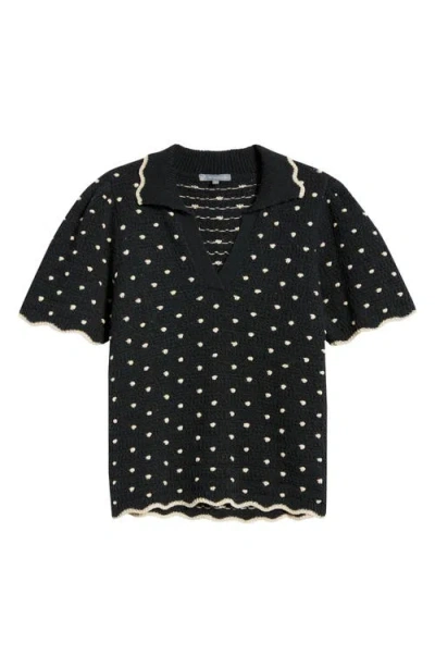 Wit & Wisdom Dot Collar Sweater In Black