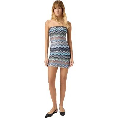 Missoni Strapless Striped Crochet-knit Mini Dress In Blue