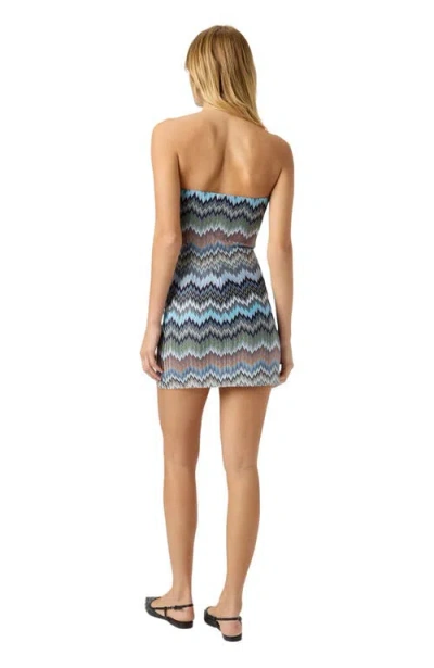 Missoni Strapless Striped Crochet-knit Mini Dress In Blue
