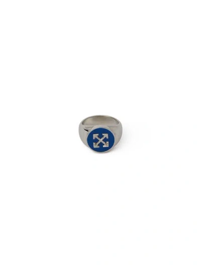 Off-white Arrows Enamel-detail Signet Ring In Silver