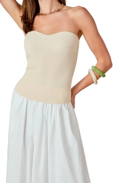 Endless Rose Strapless Rib Top In Neutral