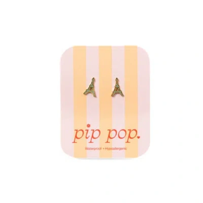 Pip Pop Eiffel Tower Stud Earrings In Gold