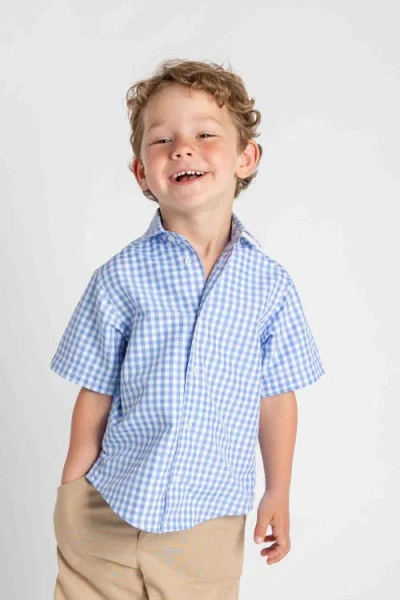 Florence Eiseman Gingham Camp Shirt In Blue