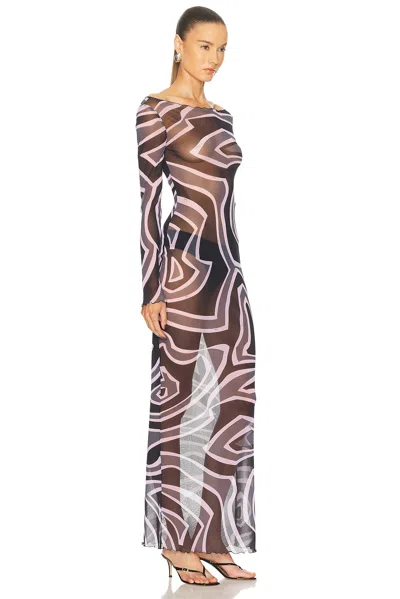Pucci Geometric Printed Long-sleeved Dress In Brown
