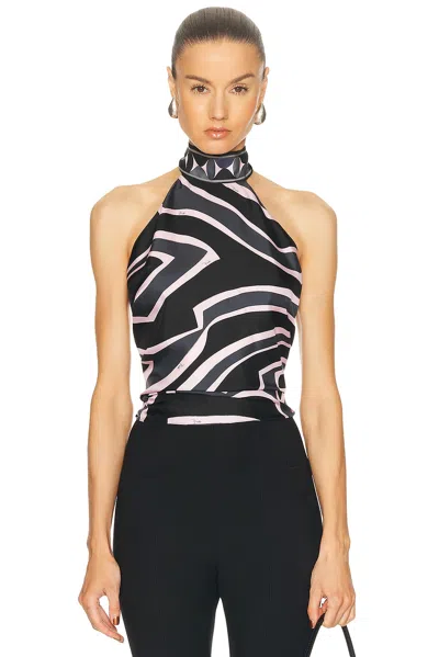 Pucci Printed Silk-twill Halterneck Top In Black