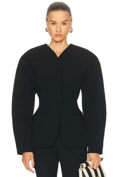 Jacquemus Belted Backless Casual Jacket In Black