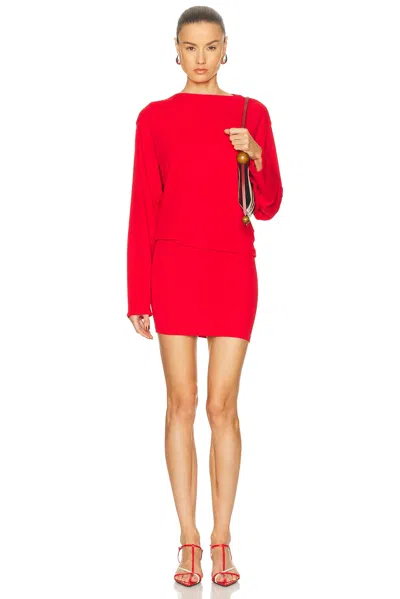 Jacquemus La Mistral Open-back Draped Dress In Red