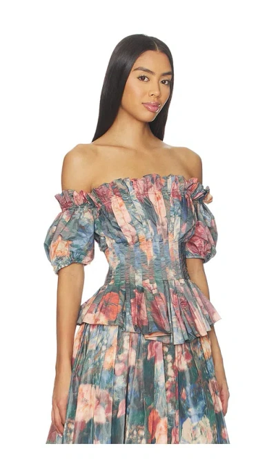 Prabal Gurung Off Shoulder Ruched Blouse In Multi