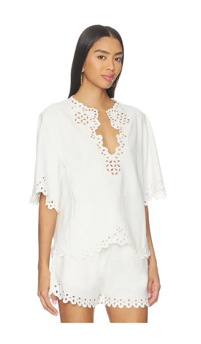 Isabel Marant Étoile Blusa Bianca A Maniche Corte Con Scollo A V E Orlo Smerlato Marant Etoile In White