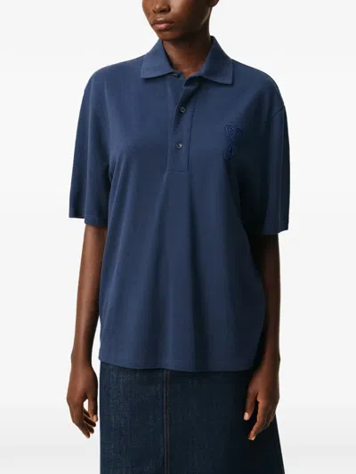 Ami Alexandre Mattiussi Blue Polo Shirt With Adc Patch Logo In Cotton Uomo In Multi