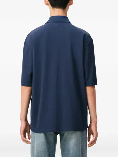Ami Alexandre Mattiussi Blue Polo Shirt With Adc Patch Logo In Cotton Uomo In Multi