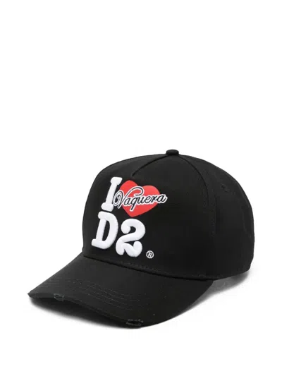 Dsquared2 Dsquared Distressed Logo Cap In Black