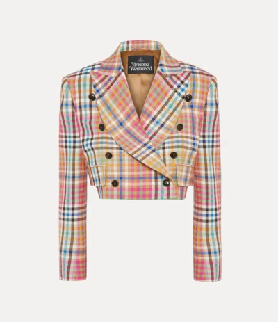 Vivienne Westwood Long Sleeve Cut Off Jacket Heather Check 44 Women In Multi