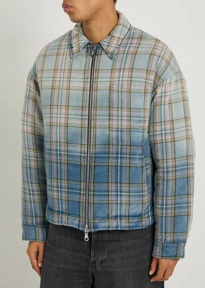 Cole Buxton Checked Zip-up Jacket In Blue