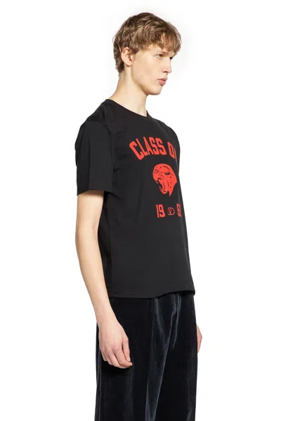 Valentino Garavani Cotton T-shirt With Panther Print In Black