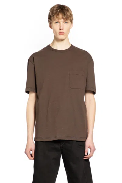 Lemaire Short-sleeved Boxy T-shirt In Heavy Jersey In Brown