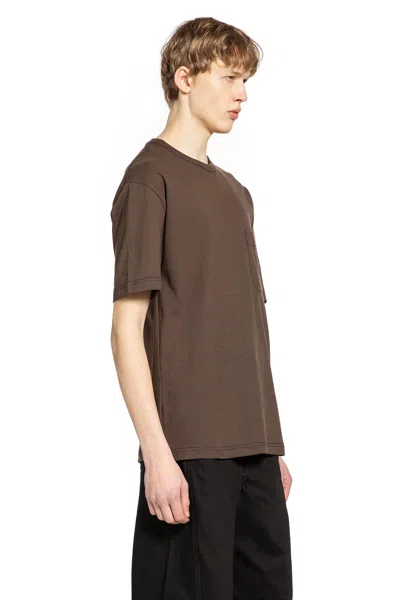 Lemaire Short-sleeved Boxy T-shirt In Heavy Jersey In Brown