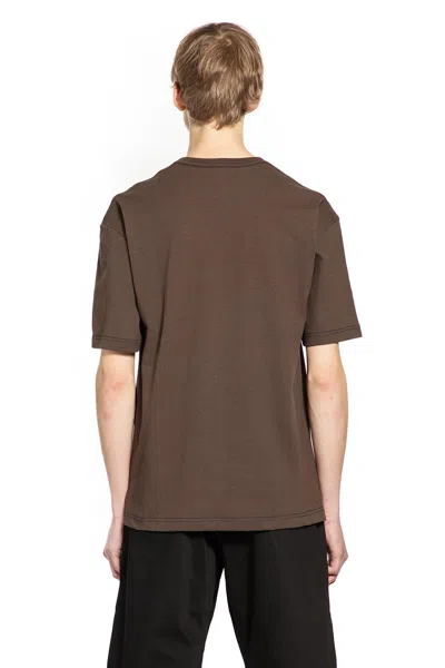 Lemaire Short-sleeved Boxy T-shirt In Heavy Jersey In Brown