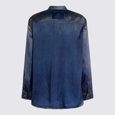 Golden Goose Deluxe Brand Women Oversized Shirt With Denim Print In Blue