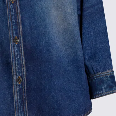 Golden Goose Deluxe Brand Women Oversized Shirt With Denim Print In Blue