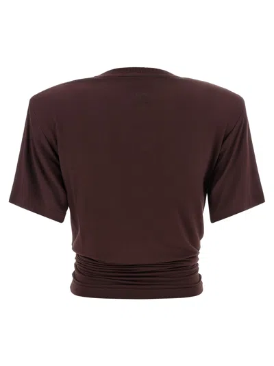 Magda Butrym Short Sleeve Knot Detail T-shirt In Brown
