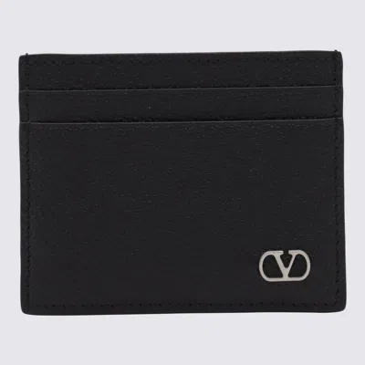 Valentino Garavani Vlogo Signature Garnet Calfskin Card Holder Accessories In Black
