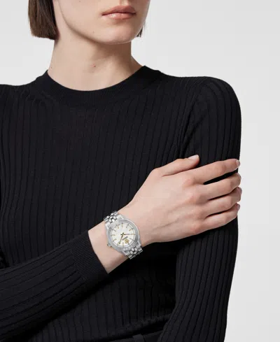 Versace V-code Bracelet Watch, 36mm In Metallic