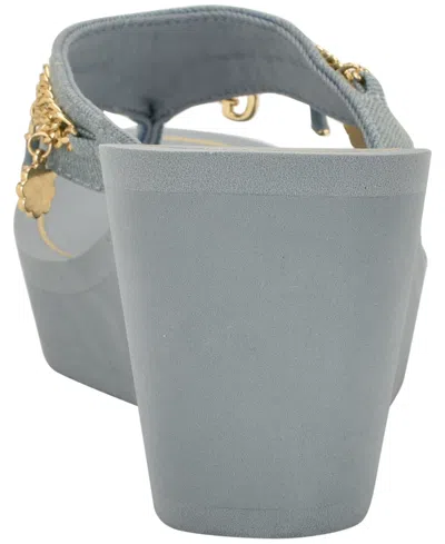 Guess Sutton Platform Wedge Sandal In Blue