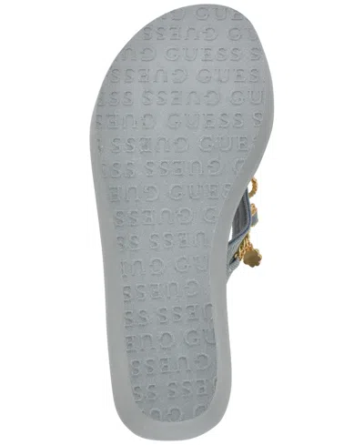 Guess Sutton Platform Wedge Sandal In Blue
