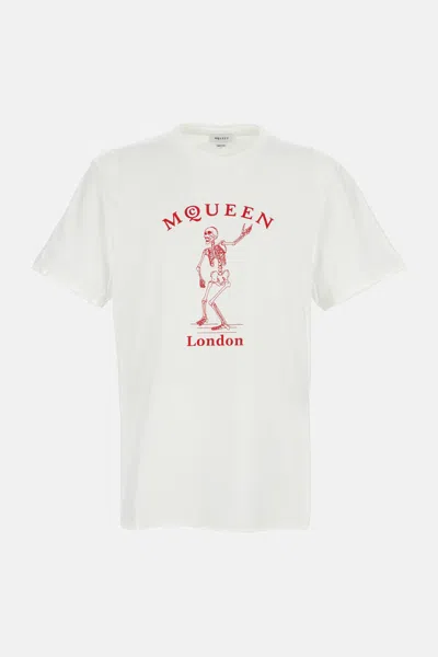 Alexander Mcqueen Skull Graphic Crew Neck Cotton T Shirt In White