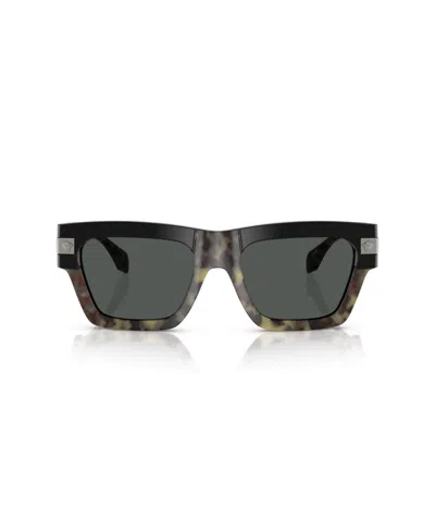 Versace 55mm Plaque Rectangular Sunglasses In Black