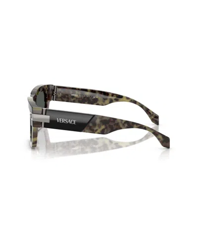 Versace 55mm Plaque Rectangular Sunglasses In Black