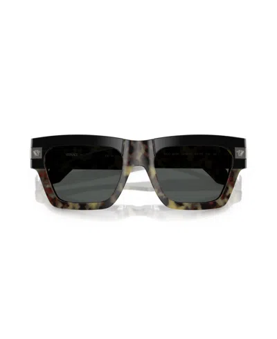 Versace 55mm Plaque Rectangular Sunglasses In Black