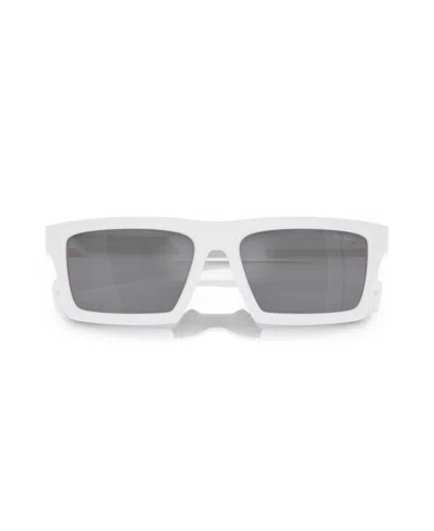 Prada 55mm Rectangular Sunglasses In White