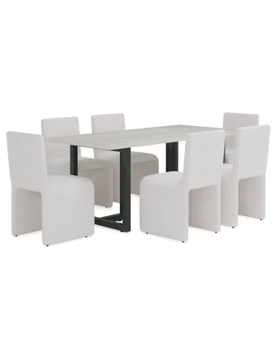 Macy's Furniture Emila 5-pc. Dining Set (rectangular Table & 4 Upholstered Chairs) In White